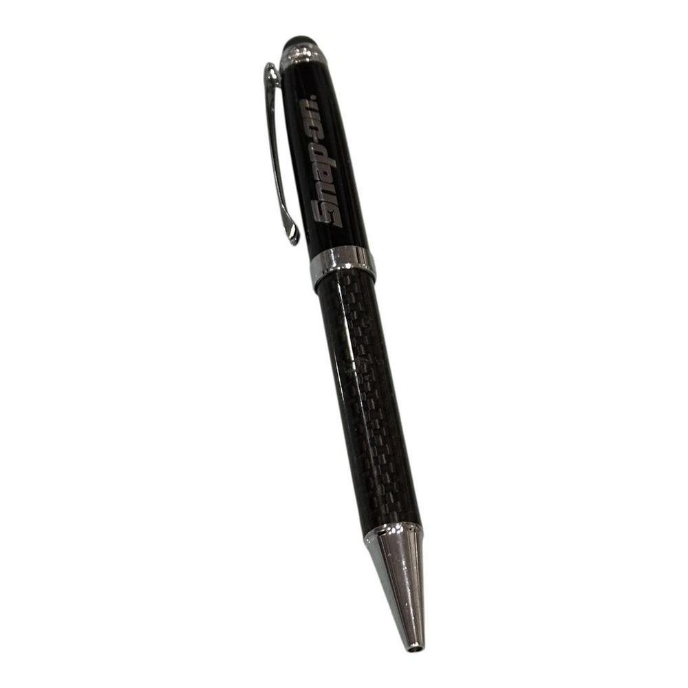 Snap-on Black Metal Ballpoint Pen Stylus Carbon Fiber Look Logo Writing Tool
